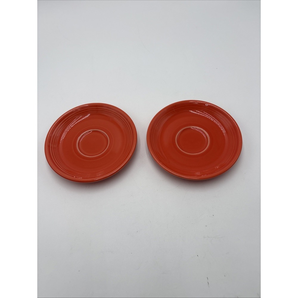 Vtg Fiesta Ware‎ Homer Laughlin 80's 90's Lead Free Saucers 2 Orange